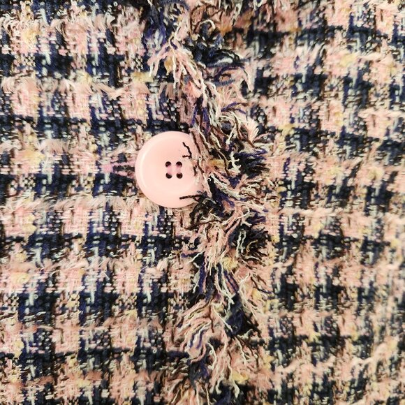 Houndstooth Tweed Pink Blazer Fringed Preppy Legally Blonde Cute Corpcore Classy - Picture 5 of 13